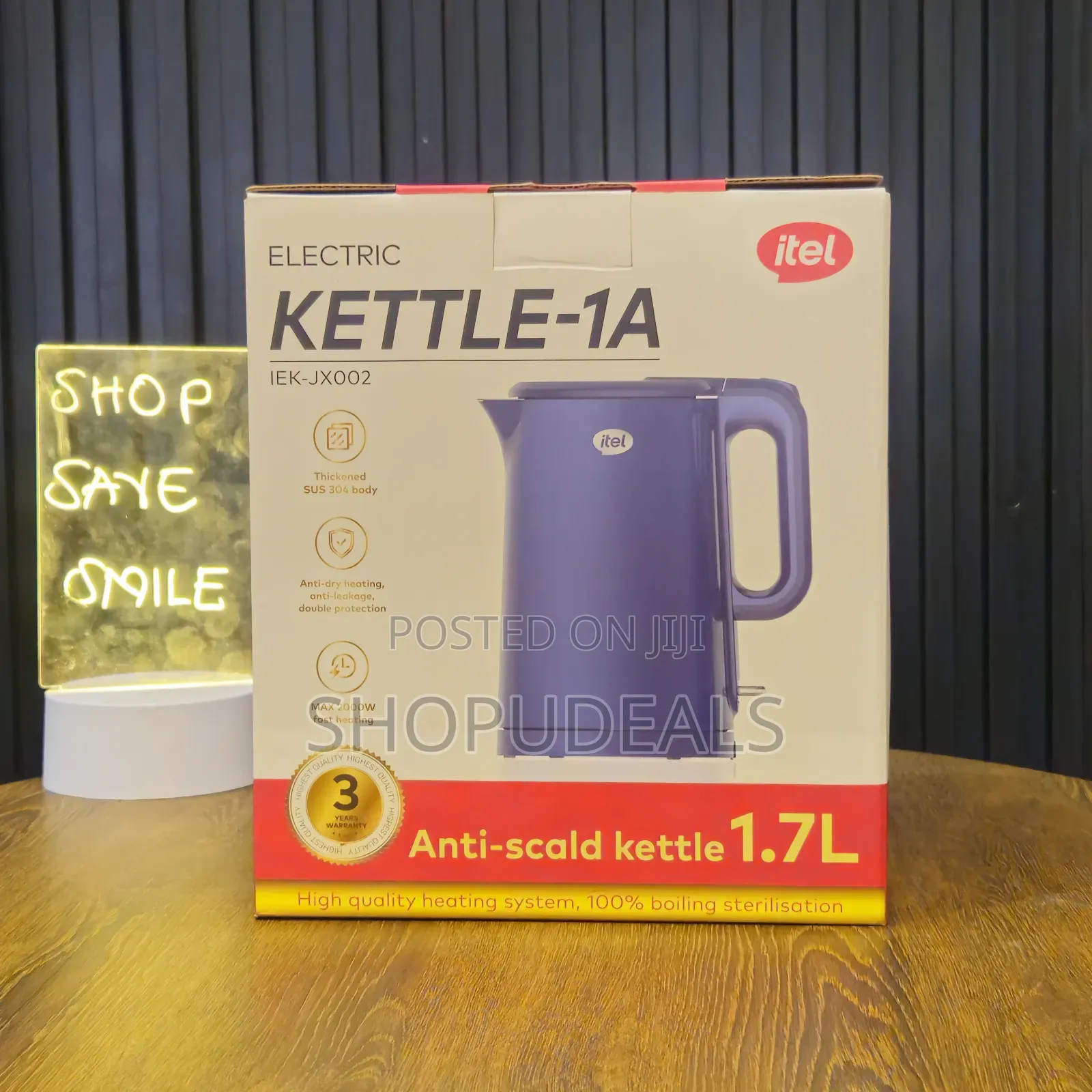 Itel Electric Kettle 1a – 1.7l Anti-Scald Electric Kettle, Fast Boil