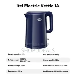 Itel Electric Kettle 1a – 1.7l Anti-Scald Electric Kettle, Fast Boil