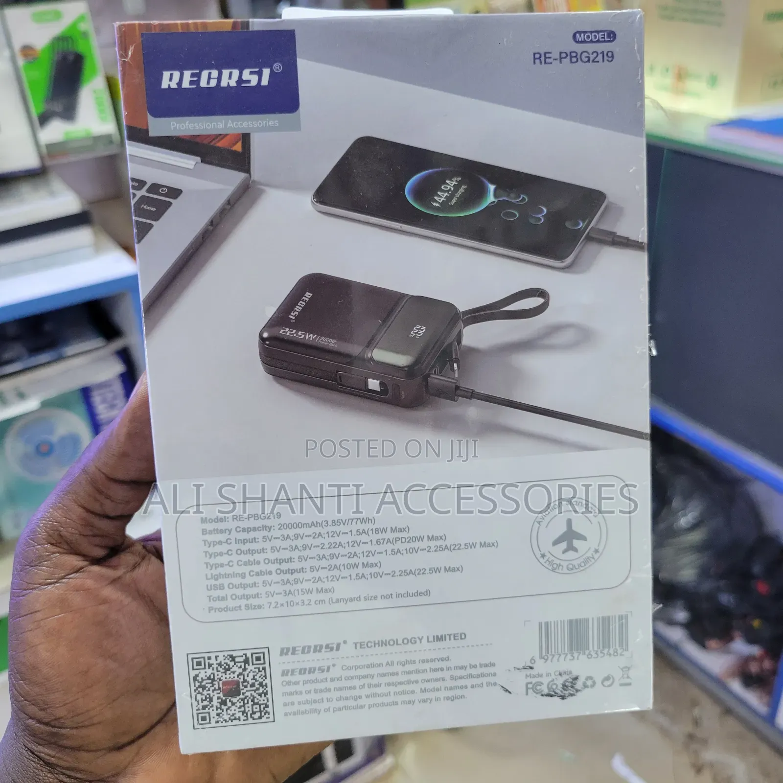 22.5w Fast Charger Power Bank 20000mah Recrsi