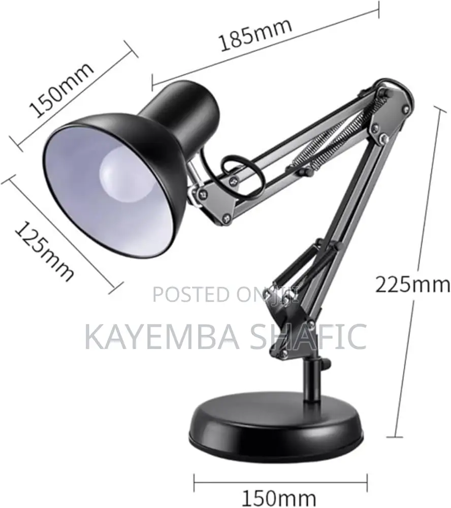 Adjustable Metal Swing Arm Desk Lamp / Architect Table Light (Black)