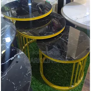 3pcs Glass Marble Top Coffee Tables