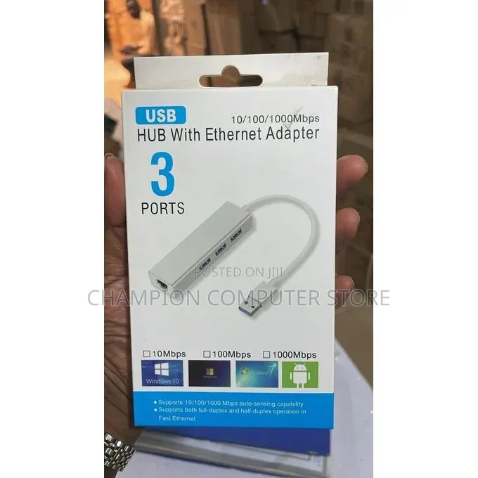 3.0 Usb Hub to Ethernet Adapter and Lanport and 3usb Ports