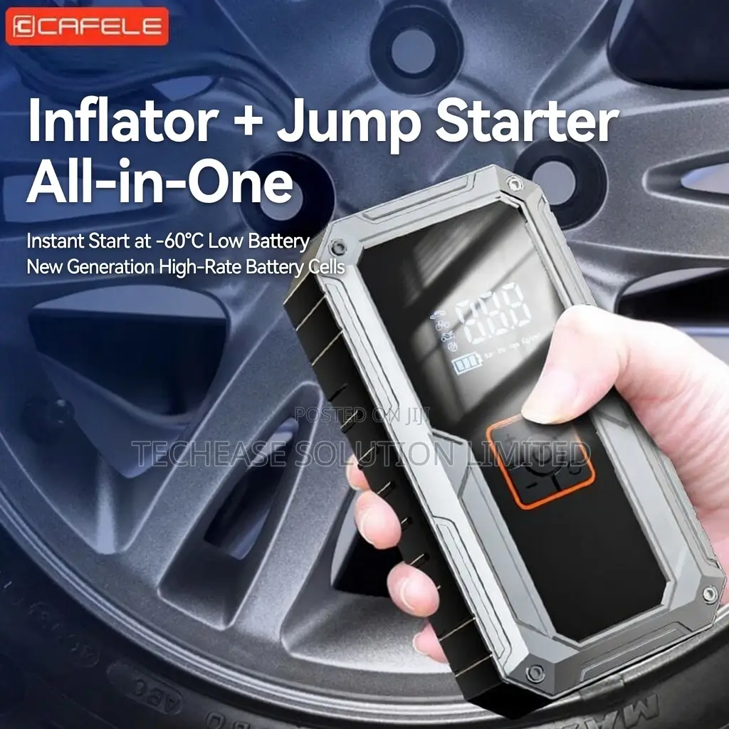 Portable Car Jump Starter With Air Compressor – 12v Battery Booster