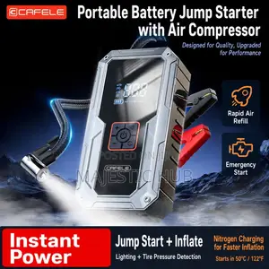 Portable Car Jump Starter With Air Compressor – 12v Battery Booster