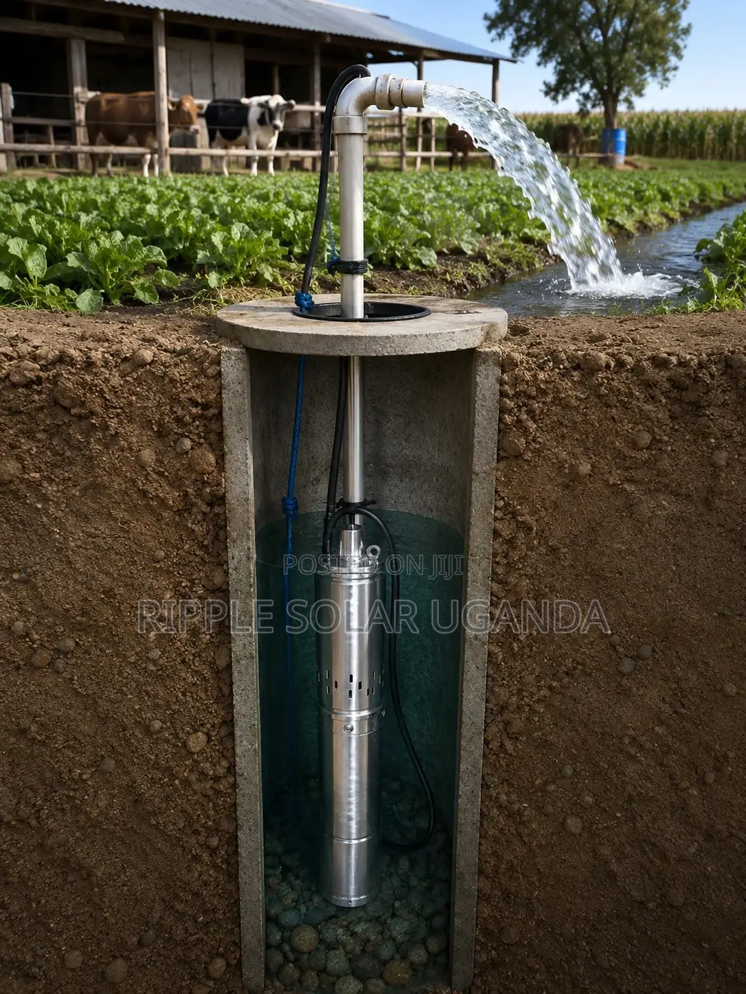 1100w AC Borehole Water Pump 190m Head 2700l/H Deep Well