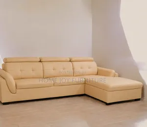 High-Density Cream Leather Couch