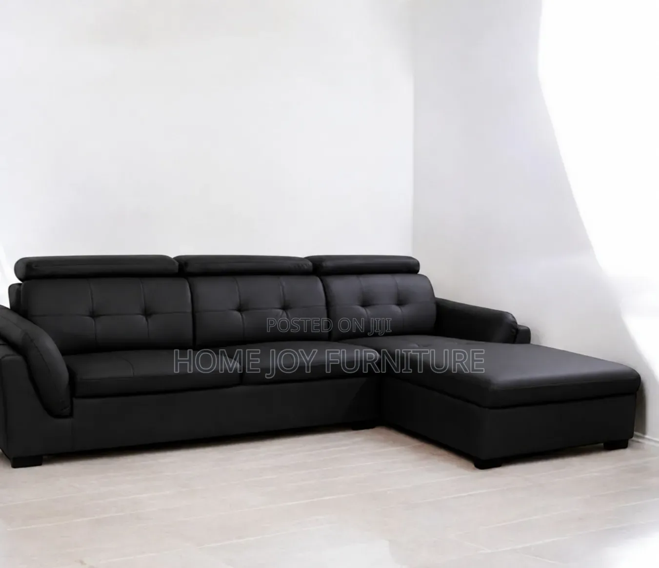 Black High-Density Leather L-Shape