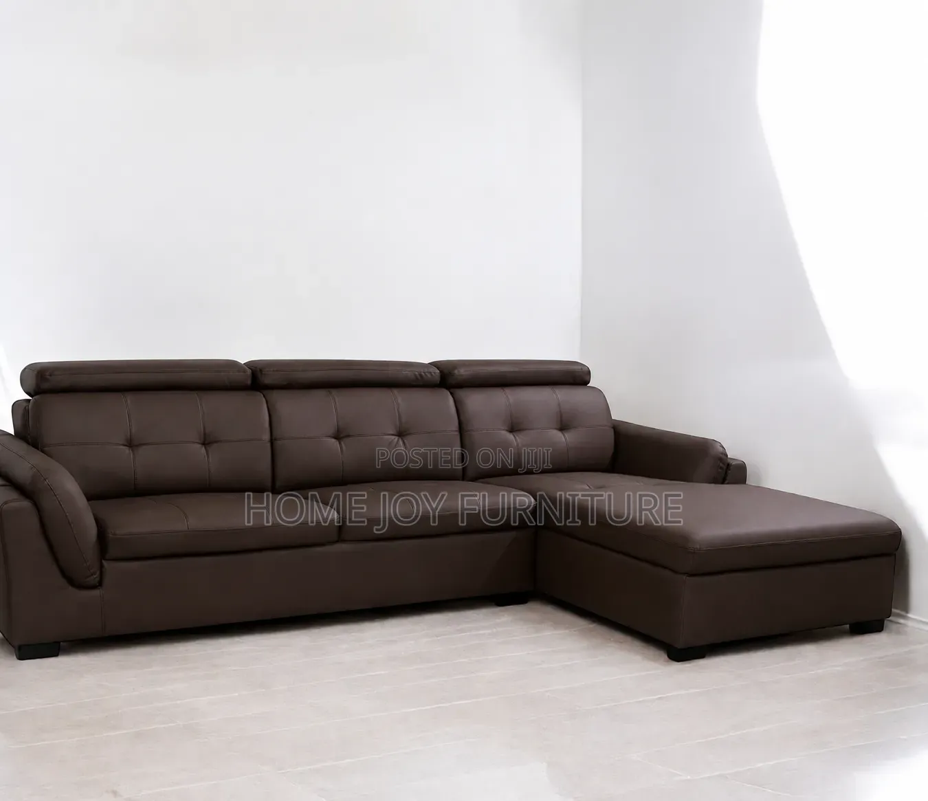 Black High-Density Leather L-Shape