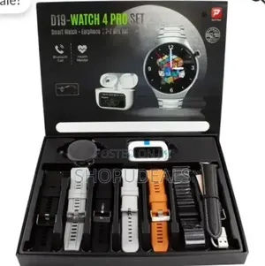 D19-Watch 4 Pro Set – Smart Watch Bluetooth Earphone Gift Bundle