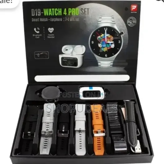 D19-Watch 4 Pro Set – Smart Watch Bluetooth Earphone Gift Bundle