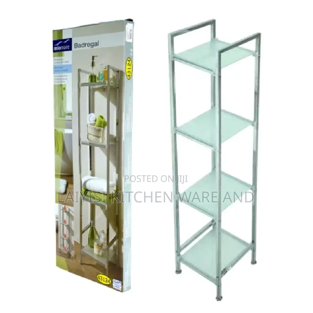 Glass Shelf Set, 4 Narrow: Elegant Living Room Or Bathroom Ambience.