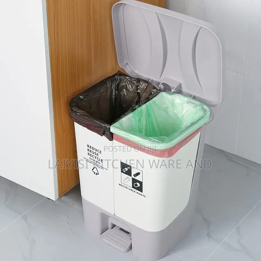 20litres 2-in-1 Dual Compartment Plastic Pedal Dust Bin