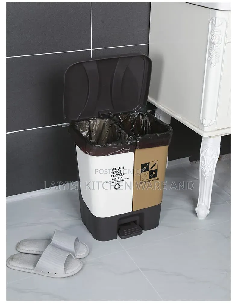20litres 2-in-1 Dual Compartment Plastic Pedal Dust Bin
