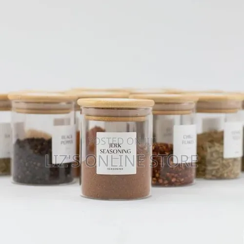 6 PCS Glass Spice Jars With Bamboo Airtight Lids