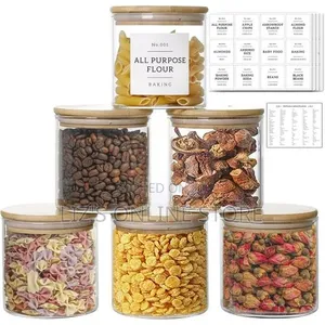 6 PCS Glass Spice Jars With Bamboo Airtight Lids