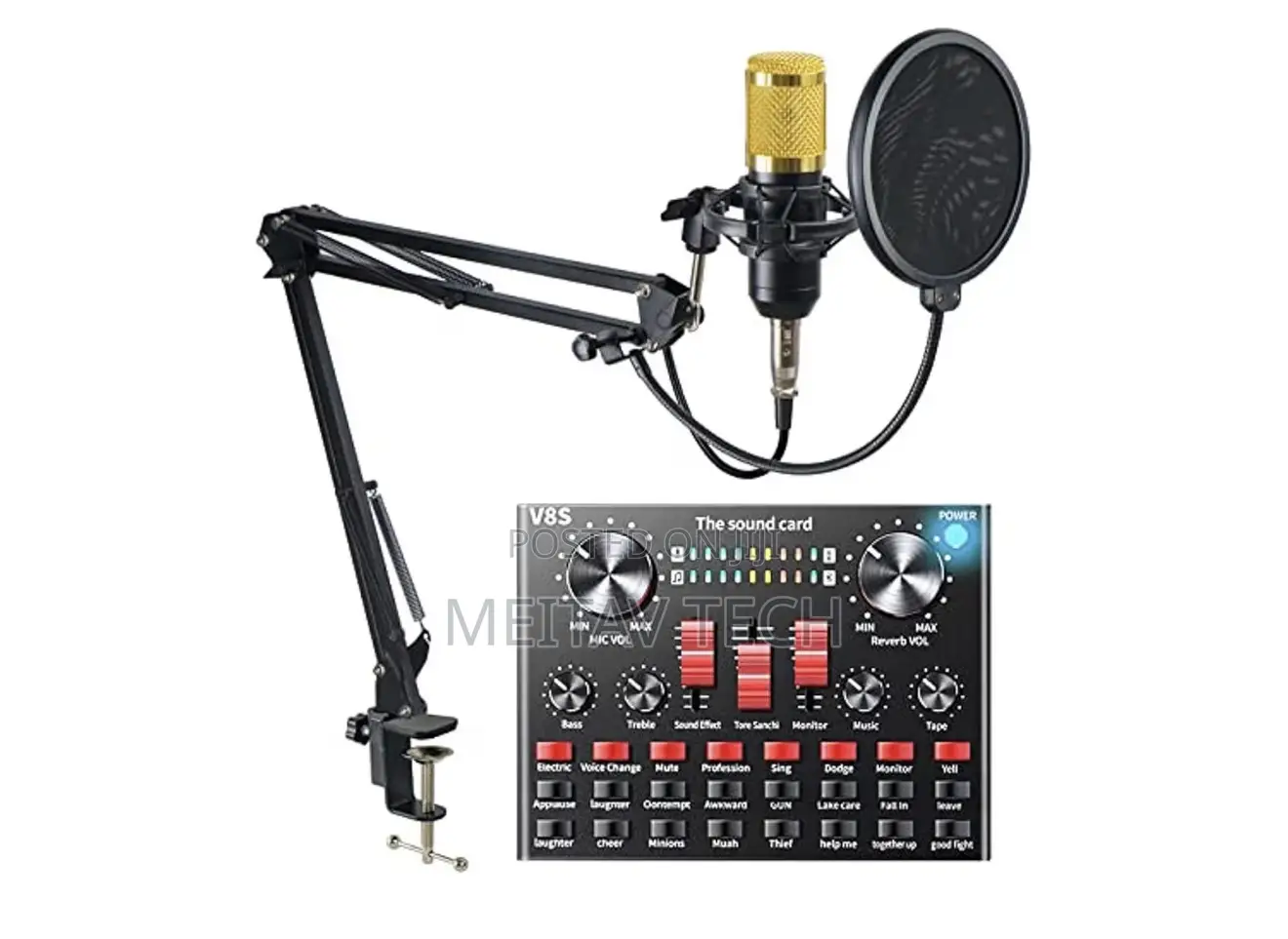 Podcast Equipment Bundle, Bm-800 Mic Kit With V8s Live Sound Card