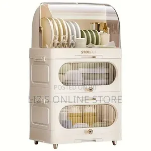 3 Tier Dish Rack Drain Board With Lid Plastic Dust Cover