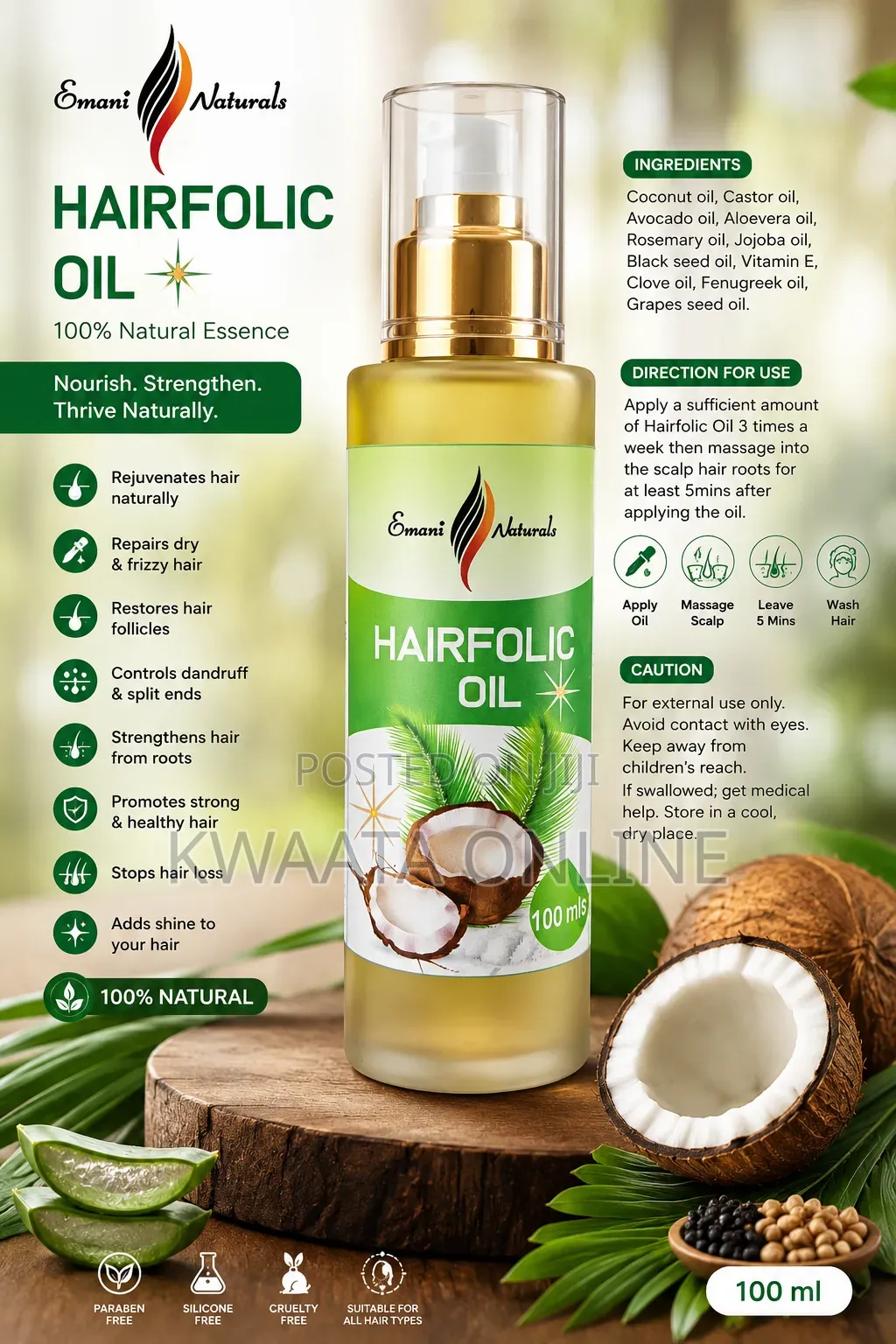 Hairfolic Oil 100ml | Natural Hair Growth Scalp Nourishing Oil