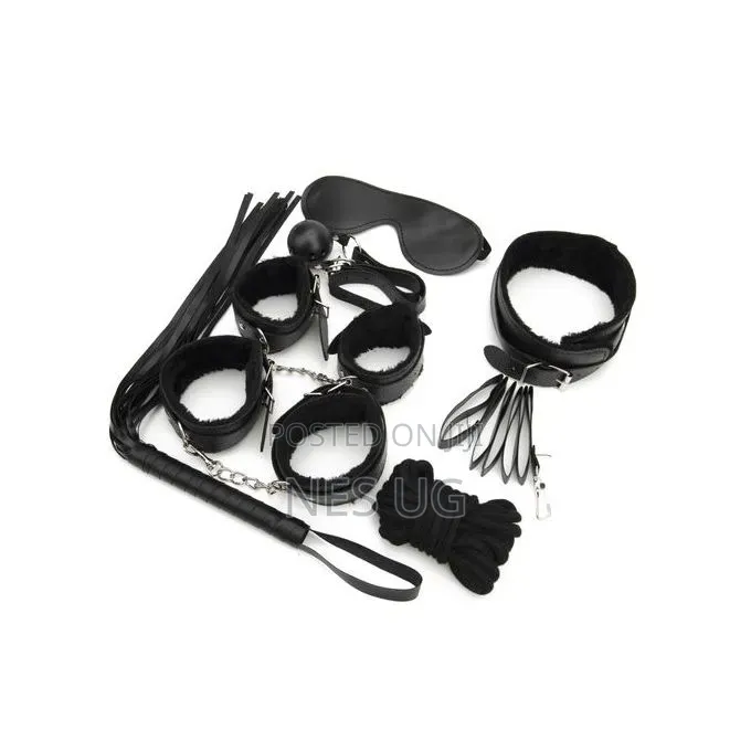 7 Pieces Adult BDSM Toy Bondage Set for Couples - Black
