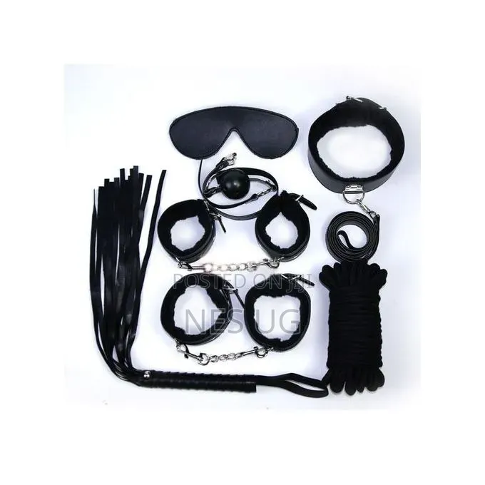 7 Pieces Adult BDSM Toy Bondage Set for Couples - Black
