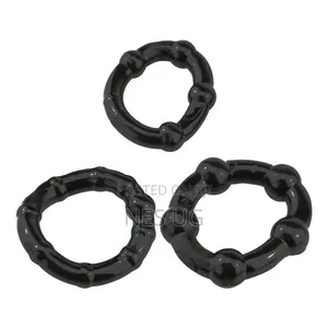 3pcs Beaded Cock Rings Set for Men Sex Delay - Black