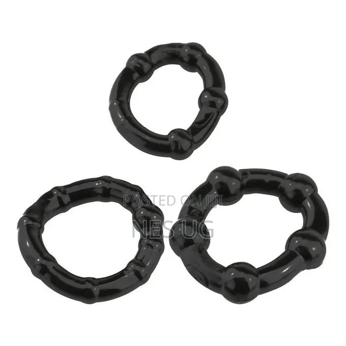 3pcs Beaded Cock Rings Set for Men Sex Delay - Black