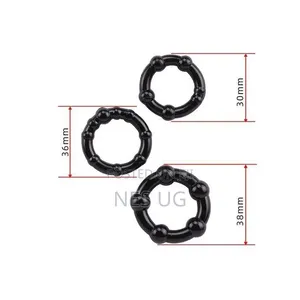 3pcs Beaded Cock Rings Set for Men Sex Delay - Black