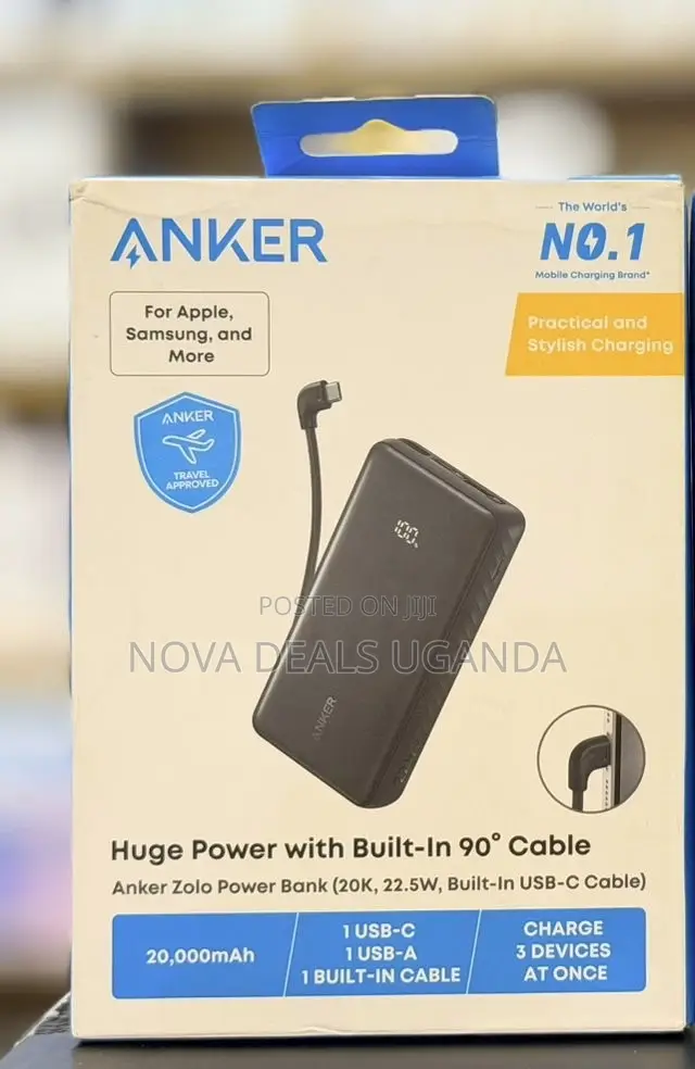 Anker Zolo 20000mah Powerbank 22.5w With Built-in Usb-C Cable