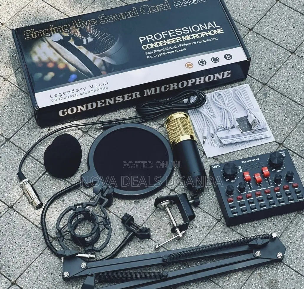 Bm-800 Mic Kit With V8s Live Sound Card Podcast Microphone Bundle