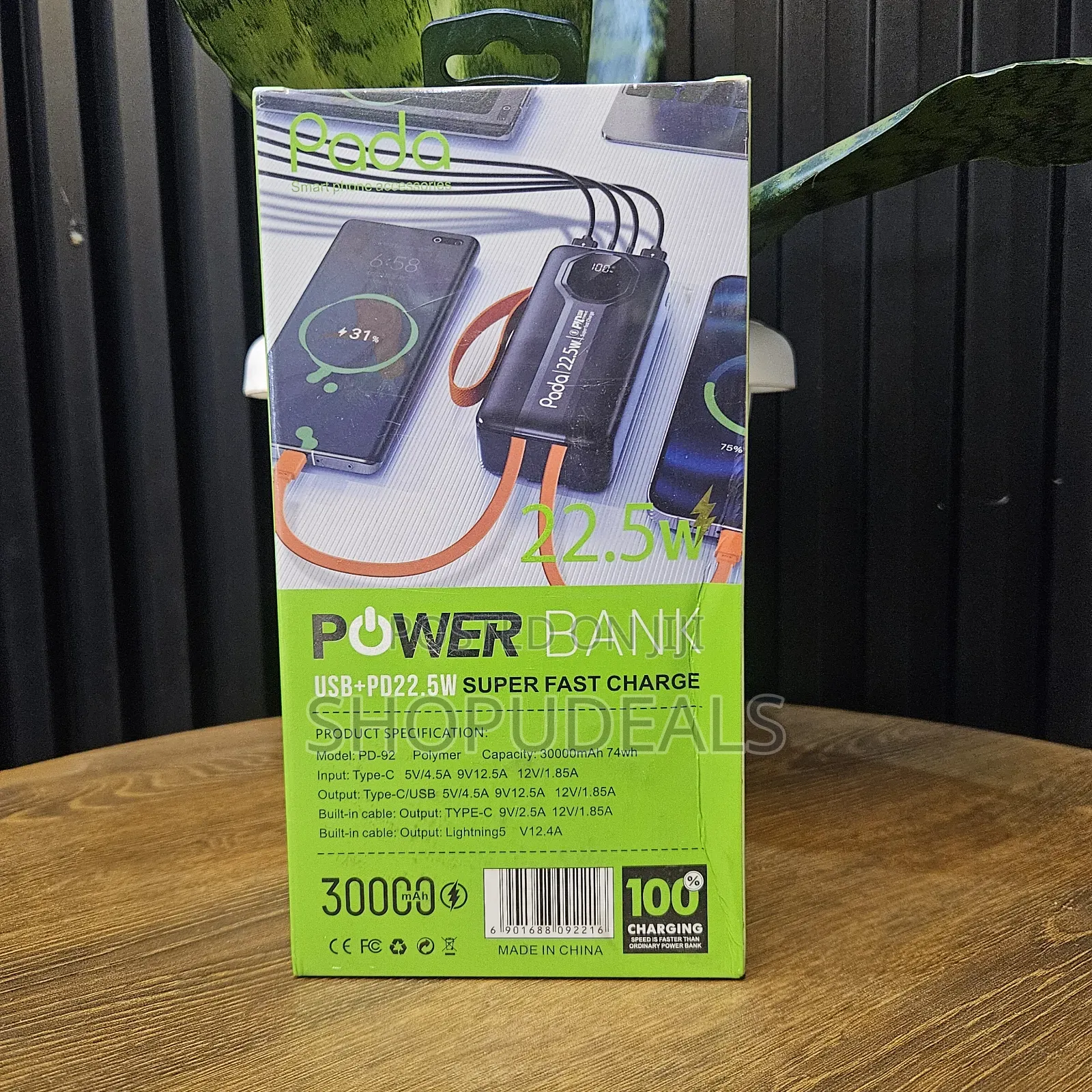 Pada Power Bank (Model Pd-92) With a 30,000mah Capacity.