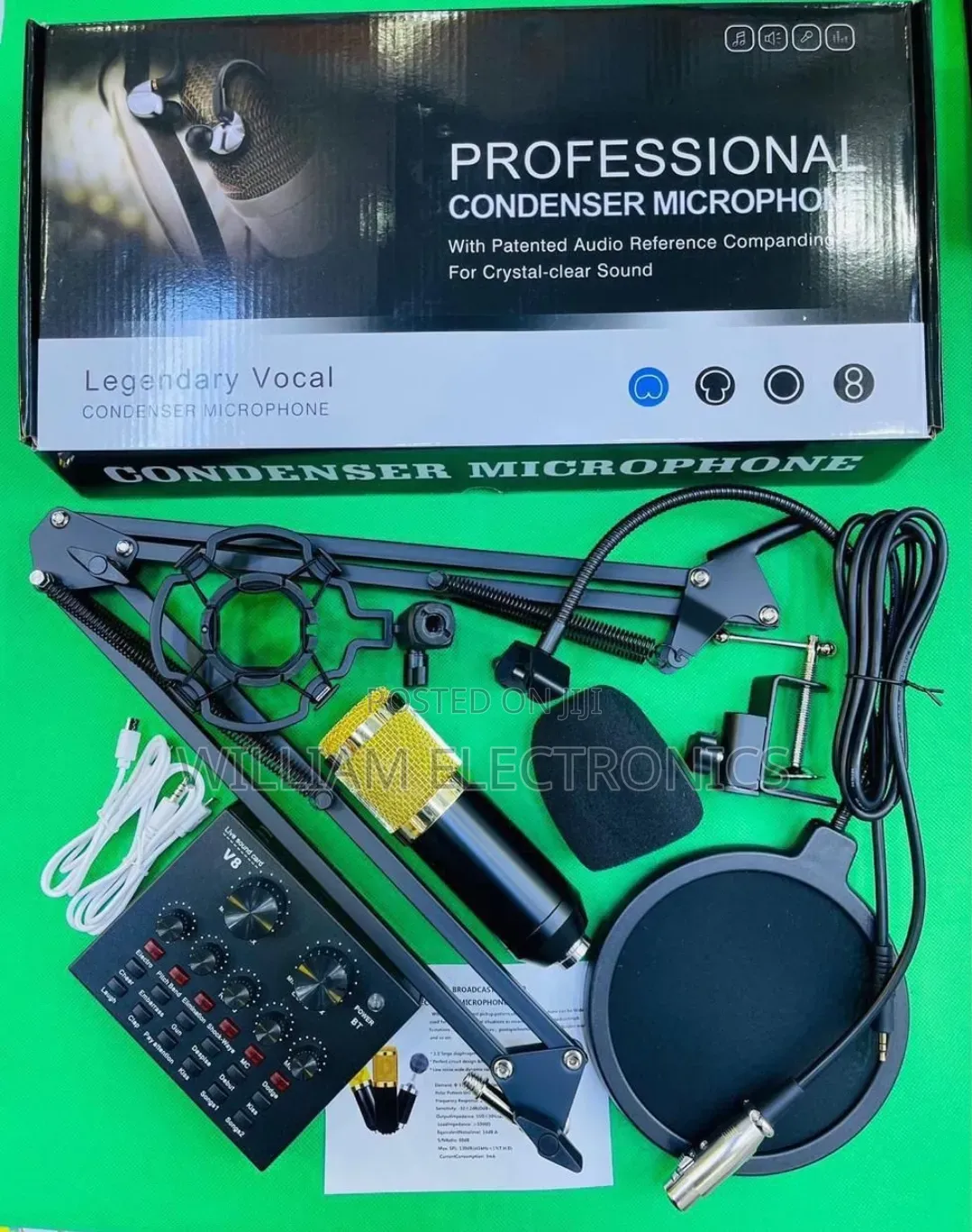 Bm-800 Professional Mic Condenser Microphone V8 Soundcard