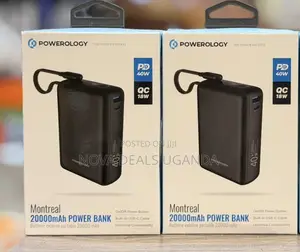 Powerology Montreal 20000mah Powerbank With Built-in Usb C Cable