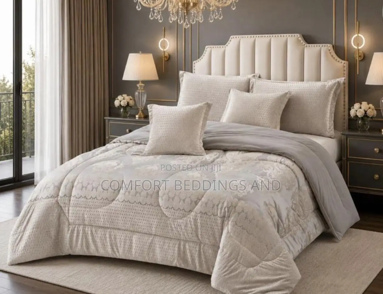 Floral Six Piece Bedsheet Blue