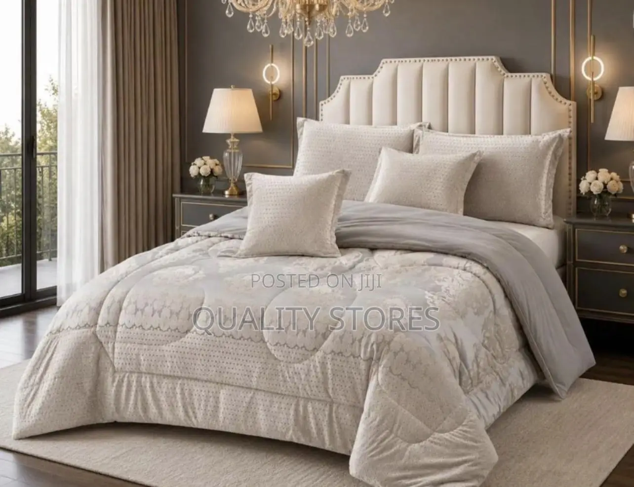 Floral Six Piece Bedsheet Blue