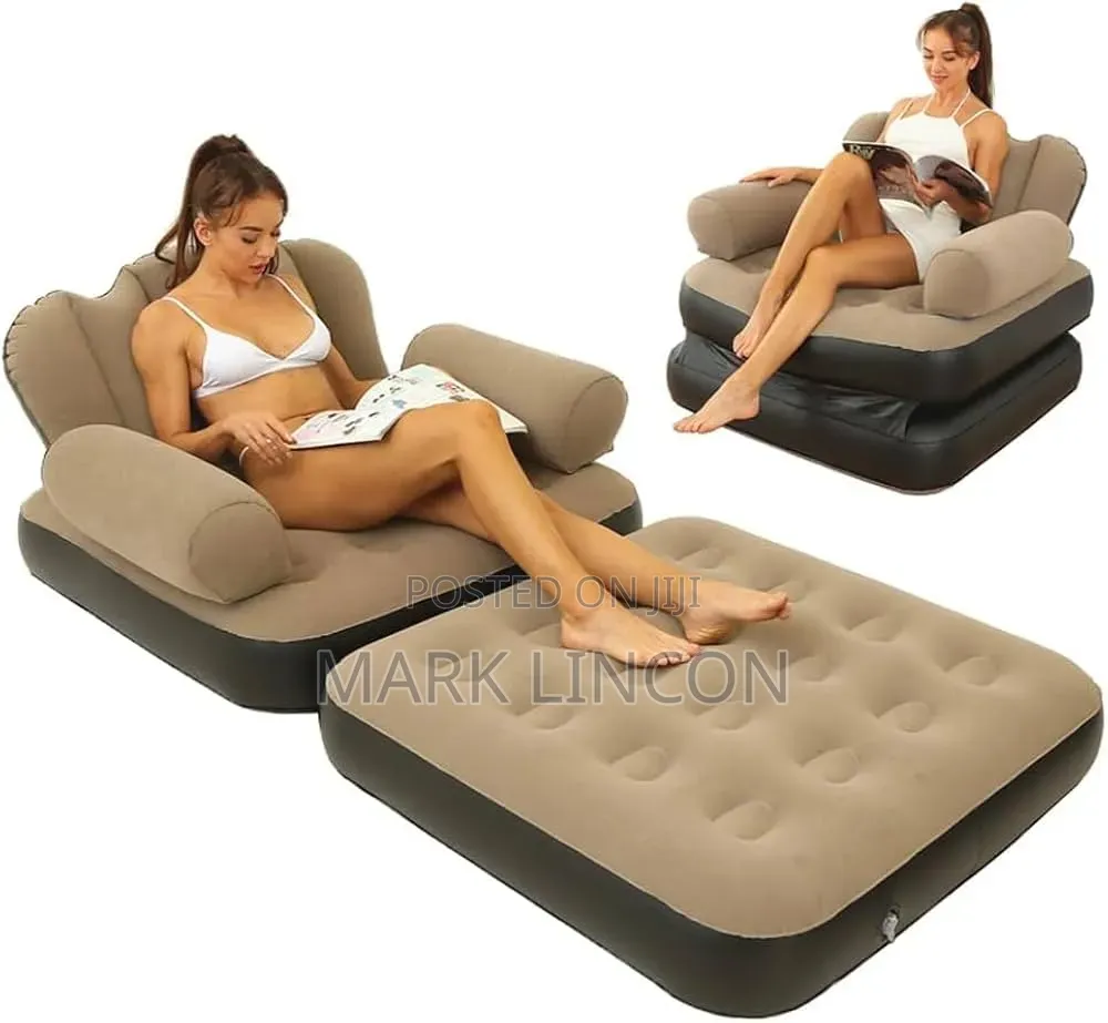 2 in-1 Inflatable Sofa Bed Features a Foldable Design