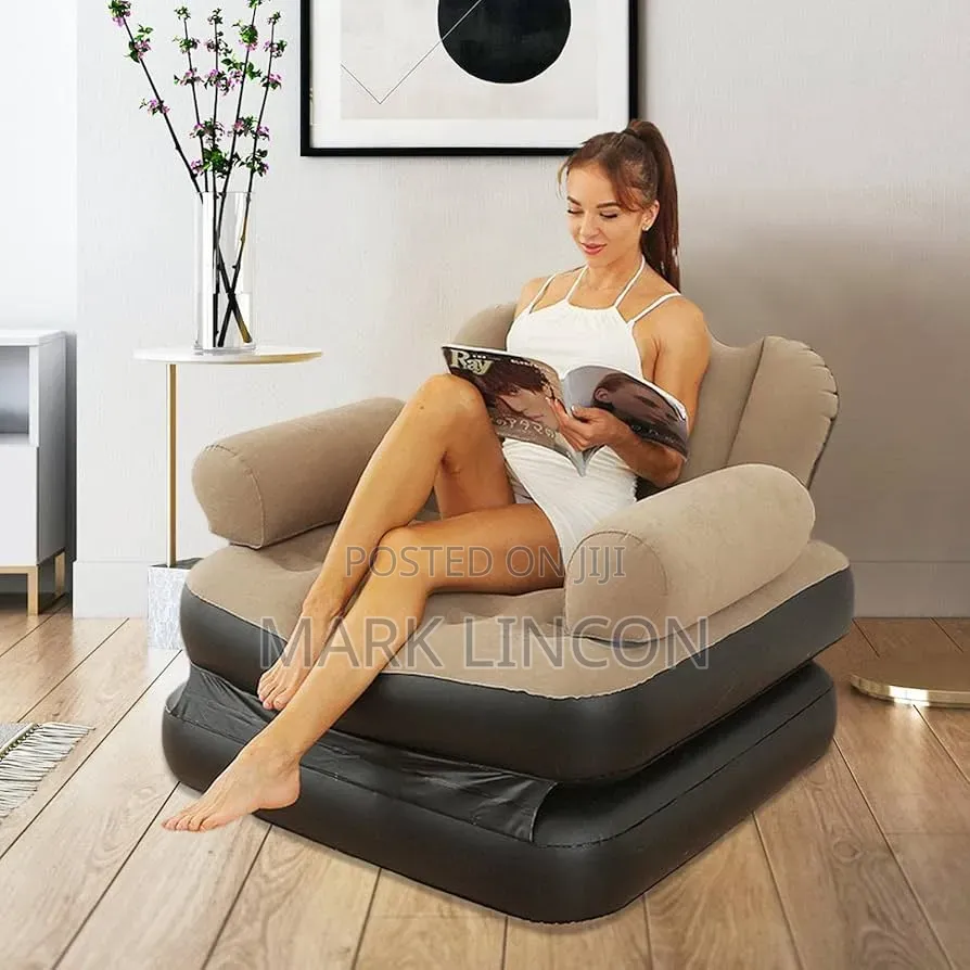 2 in-1 Inflatable Sofa Bed Features a Foldable Design