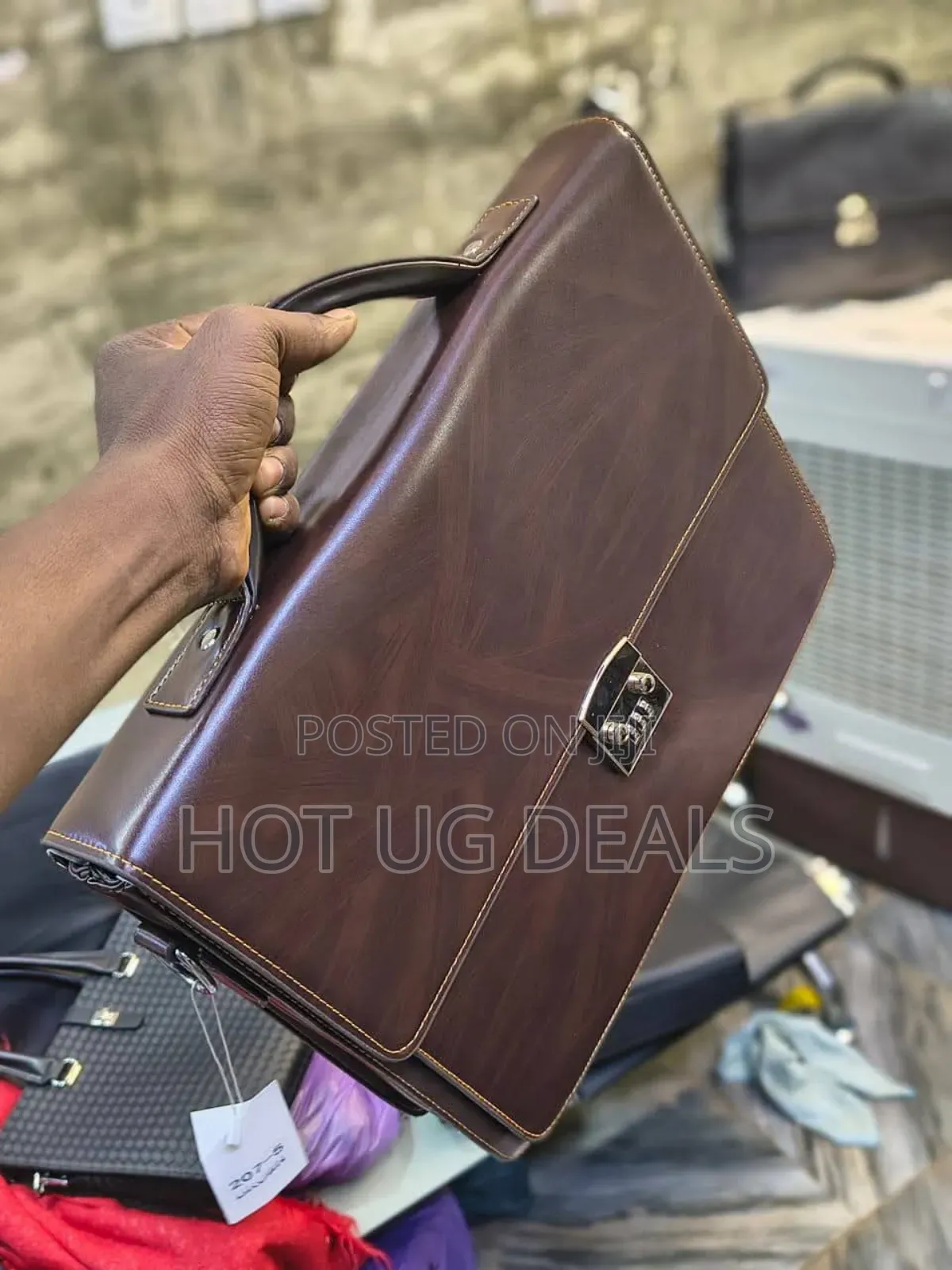 Men's Business Briefcase With Password Lock Computer Leather 15 Inch