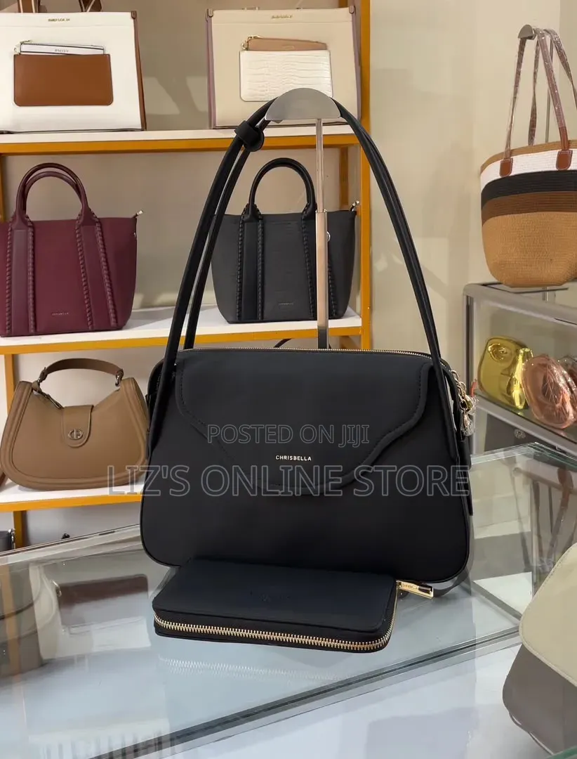 Sleek Black Chrisbella 2-in-1 Shoulder Bag Set