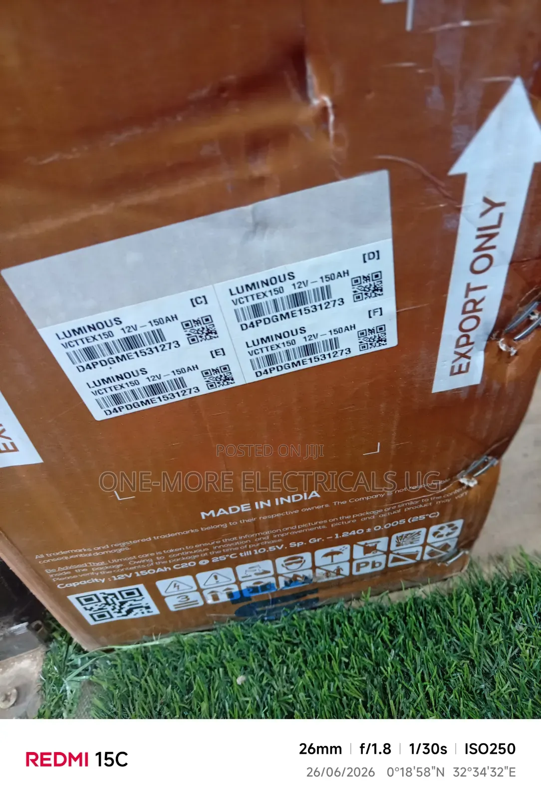 Luminous Tall Tubular Battery 150ah/12volts