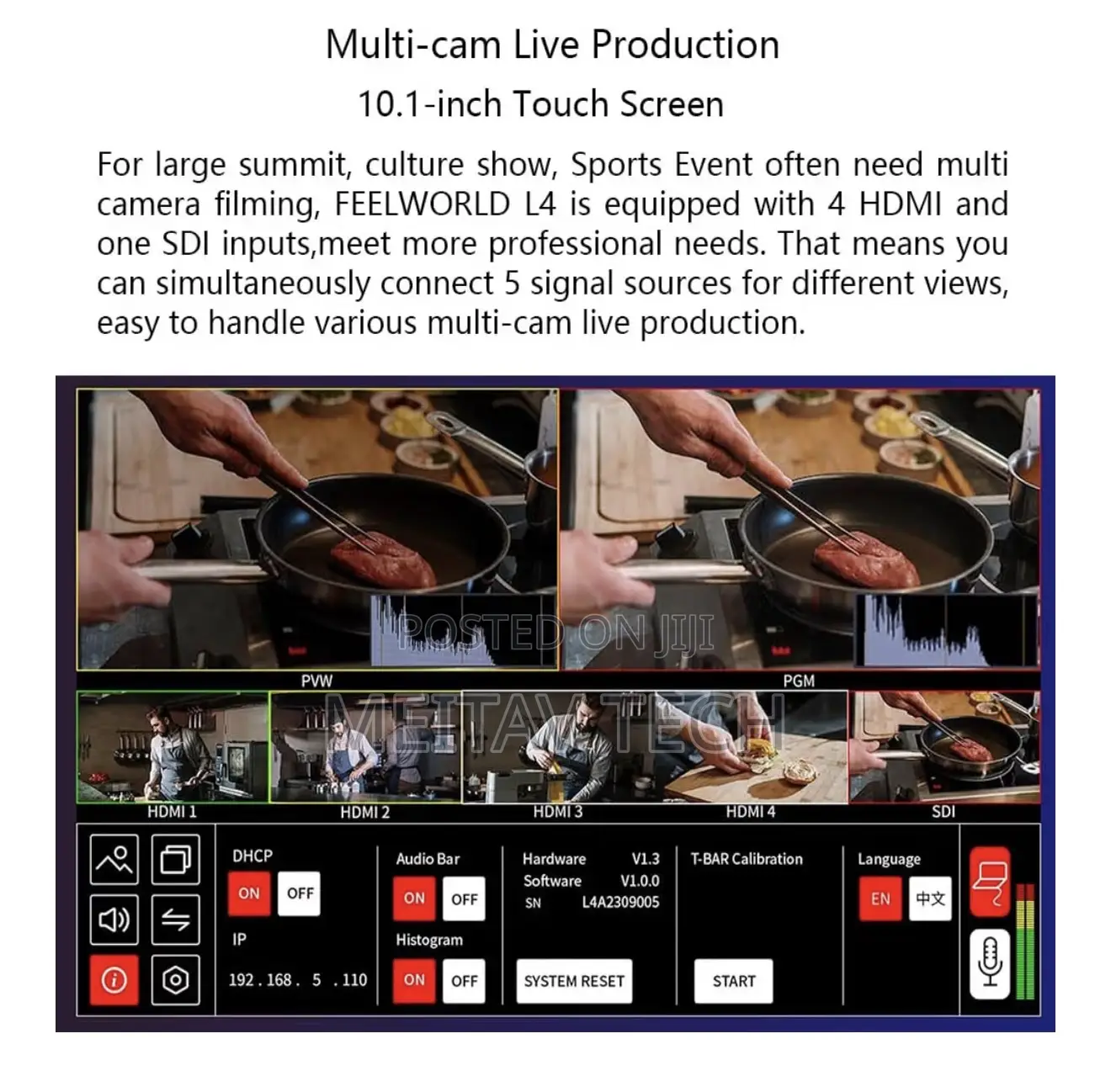 Feelworld L4 Video Mixer Switcher 10.1"Touch Screen U Fast Streamin
