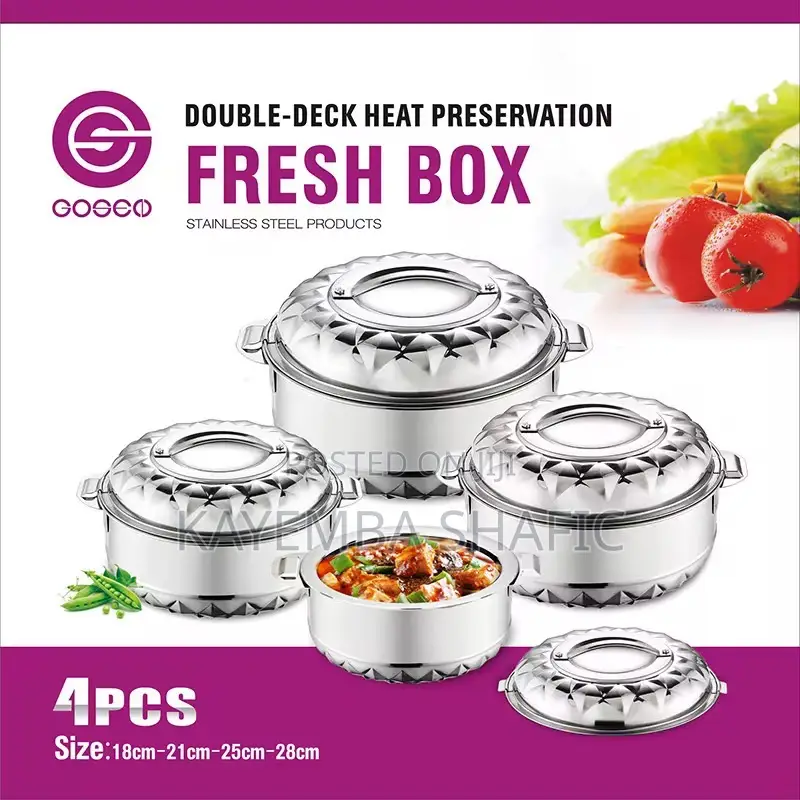 4pcs Stainless Steel Insulated Hot Pots / Food Warmers Fresh Box