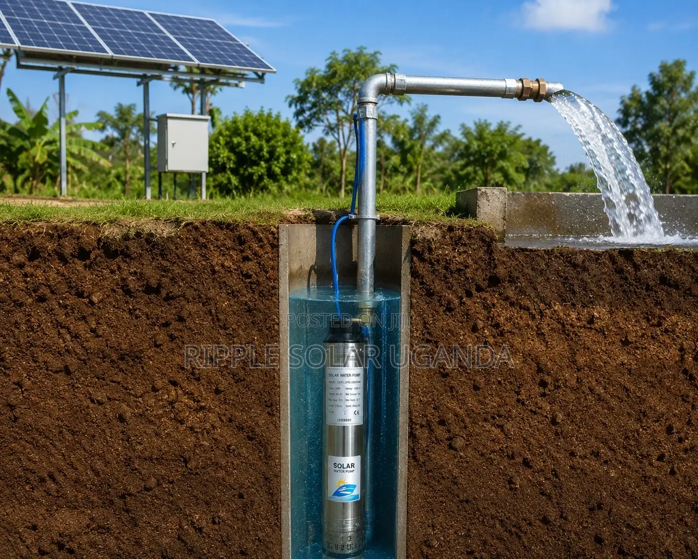 1100w Solar Borehole Water Pump 125m Head 4000l/H 110v