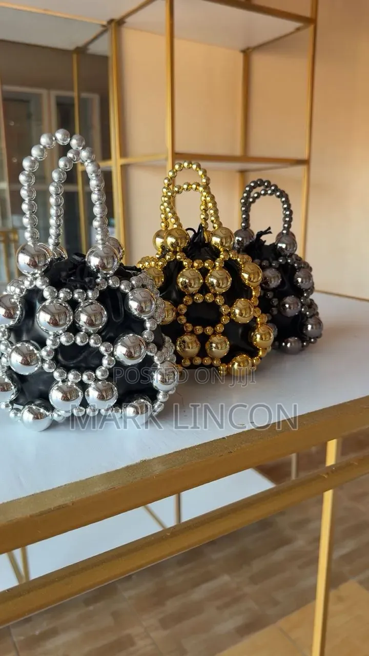 Luxury Beads Beading Handmade Handbag String Leather Pocket Bucket