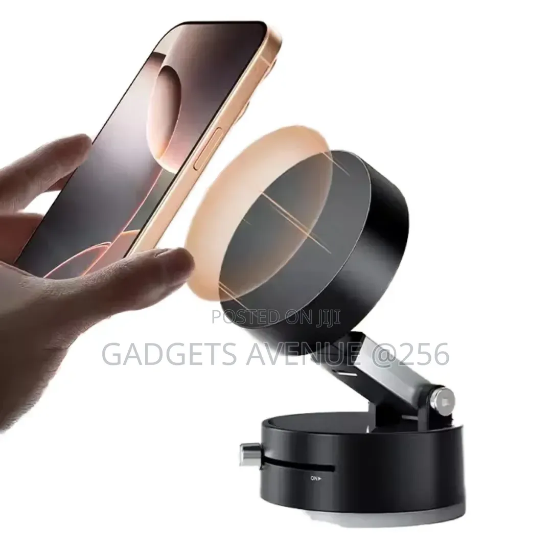 Magnetic Phone Holder for Cars That Features a Vacuum Suction Base