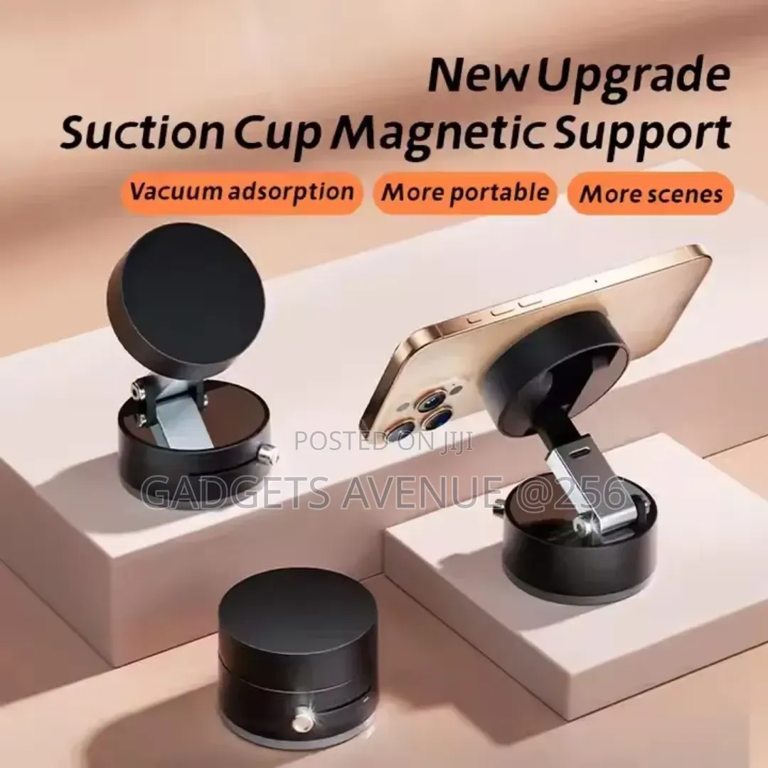 Magnetic Phone Holder for Cars That Features a Vacuum Suction Base