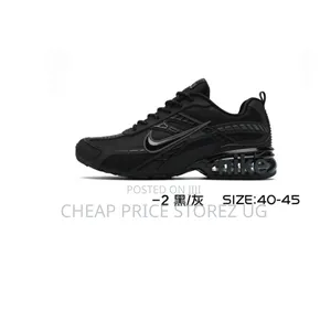 These Appear to Be Nike Shox Sneakers in a Black-on-Black Colorway