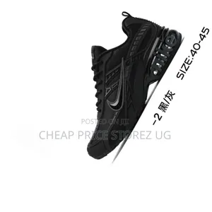 These Appear to Be Nike Shox Sneakers in a Black-on-Black Colorway