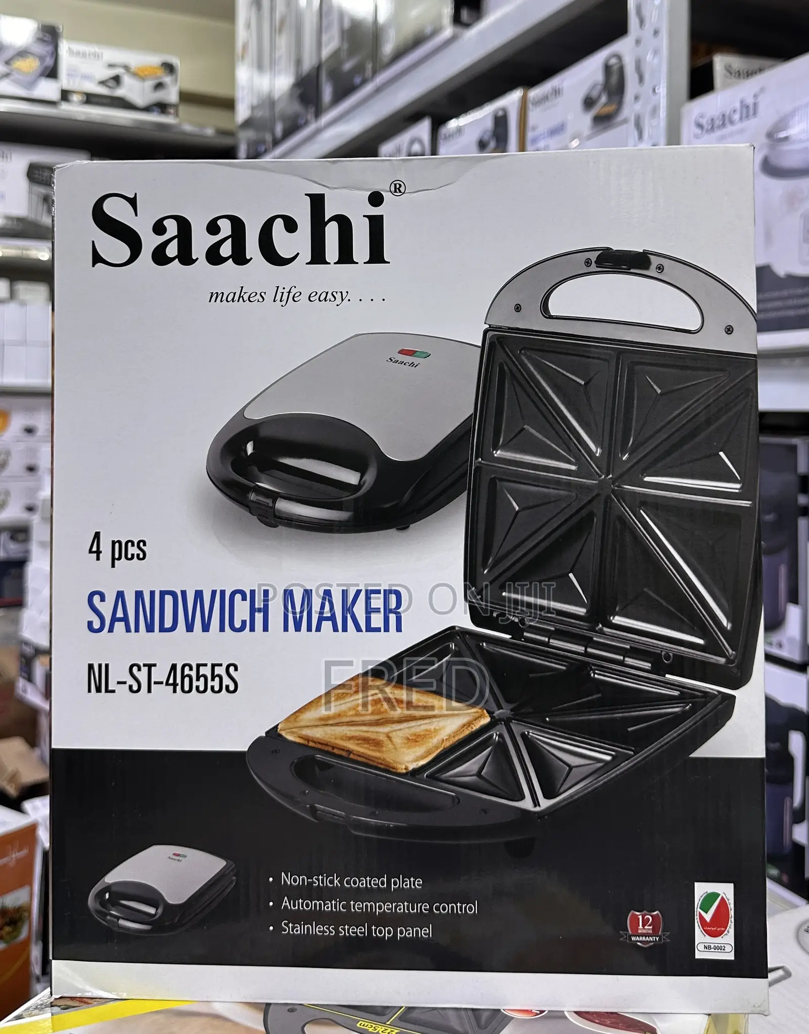 Saachi 4-Slice Sandwich Maker (Model Nl-St-4655s) Nonstick Coated