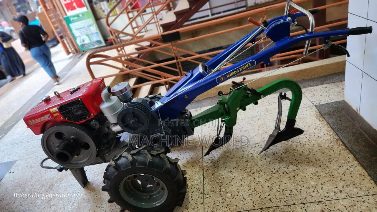 Walking Farm Tractor With Water Cooled Engine and Ox Plough