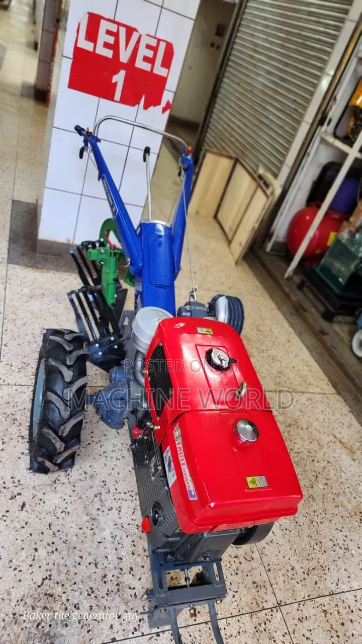 Walking Farm Tractor With Water Cooled Engine and Ox Plough